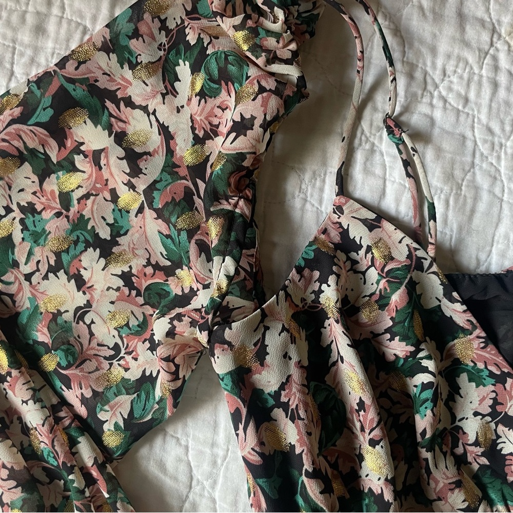 Astr Floral Blouse with Green and Pink Accents - Picture 4 of 4